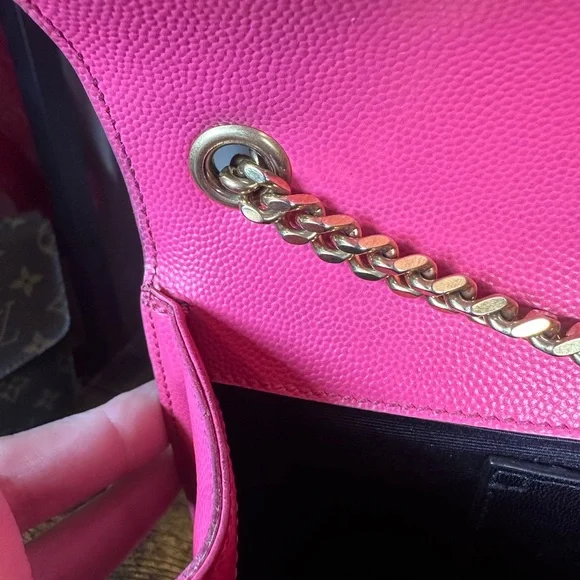 Authentic YSL Saint Laurent Hot Pink Kate Leather Chain Crossbody Bag - Picture 10 of 13